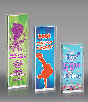1.25 inch Thick Custom Crystal Vertical Blocks