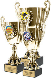 Gold Metal Cups with Insert on a Genuine Marble Base.