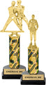 Martial Arts Column Trophies on Horseshoe Bases
