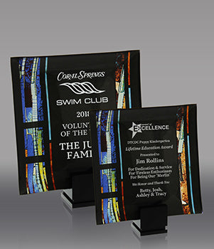 Engravable Stained Glass Rectangle Glass Trays