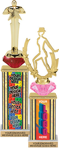 Custom Rectangle Column Diamond Riser Trophies