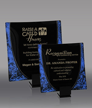 Engravable Azure Vase Glass Trays