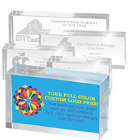 1.25 inch Thick Crystal Horizontal Blocks - Engraved or Color