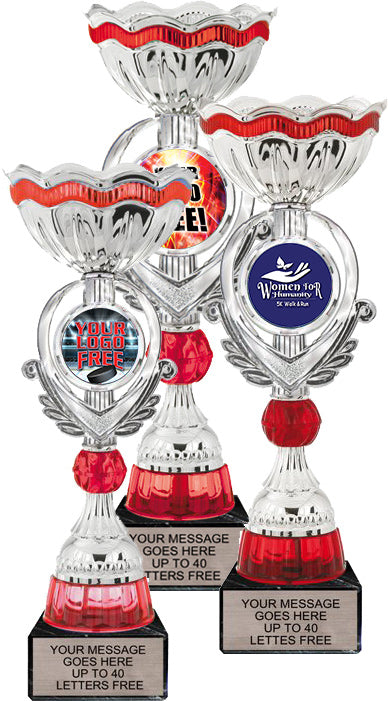 Silver Metal Custom Insert Riser Cups with Ruby Accents