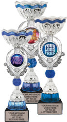 Silver Metal Custom Insert Riser Cups with Sapphire Accents