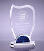 Wave Crystal Award with Blue Marble Accent - 7.5 inch [CM89-0-7]