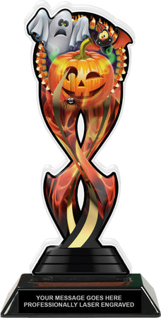 Halloween Pumpkin Tribal Flames Acrylic Trophy - 10 inch [TACR10-TF-HLWN-PMPGB-Q]