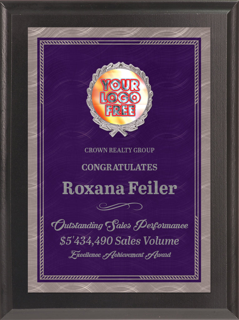 Purple Chrome Plated Sunray Custom Insert Plaque - 9x12 inch [PXJ816Si-9X12-PRP]