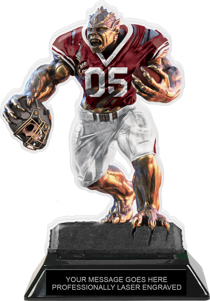 Beast Football Choose Your Number Acrylic Trophy - 7 inch Maroon [TACR7-BST-FB-MRN-Q]