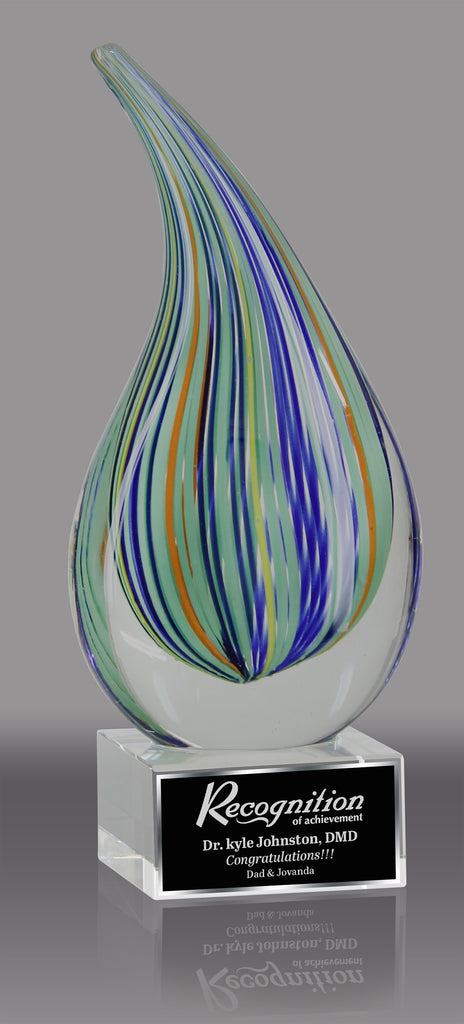 Multi-Colored Teardrop Art Glass Award 8.25"  AGT2277-8