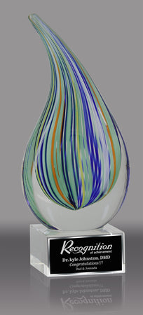 Multi-Colored Teardrop Art Glass Award 8.25"  AGT2277-8