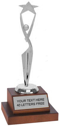 Silver Reach for the Stars Figure on Wood Base Trophy [TWB-RFS-S]