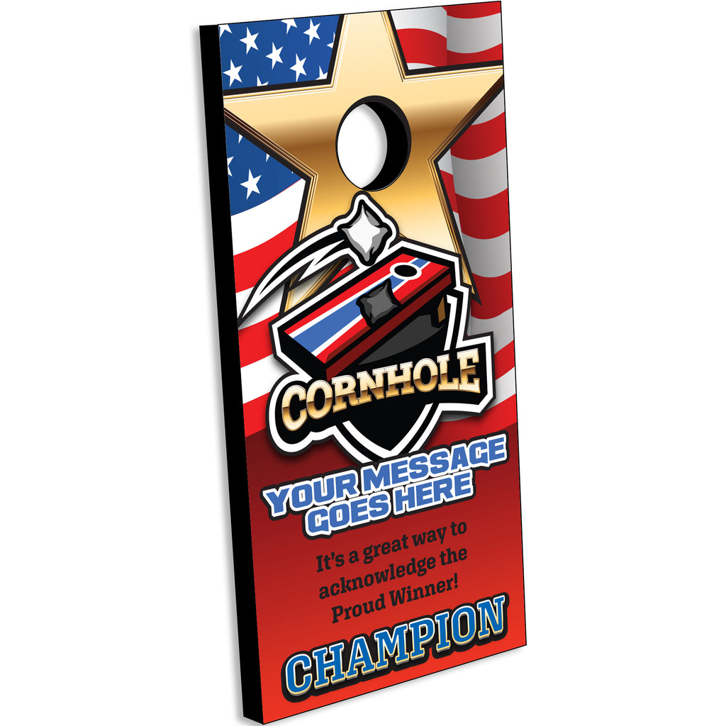 Cornhole Full Color Plaque - US Flag [PCRN1]