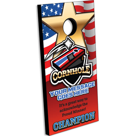 Cornhole Full Color Plaque - US Flag [PCRN1]