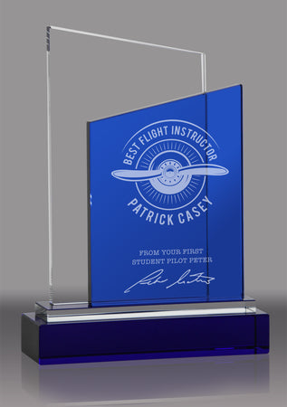 Dueling Peaks Crystal Award - 8 inch [CF3-9-BLU-X]