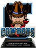 Cowboys Mascot Colorix-T Acrylic Trophy - 6.25 inch Blue [TACR6-MSCT-CWBY-BLU-Q]