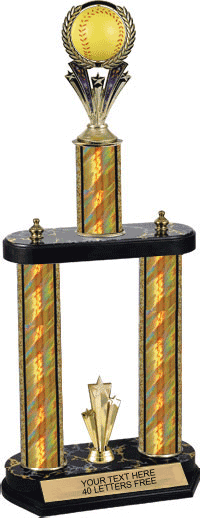 Softball Spinning Ball 20" Two Post Trophy [T2PSB2D20-SB]