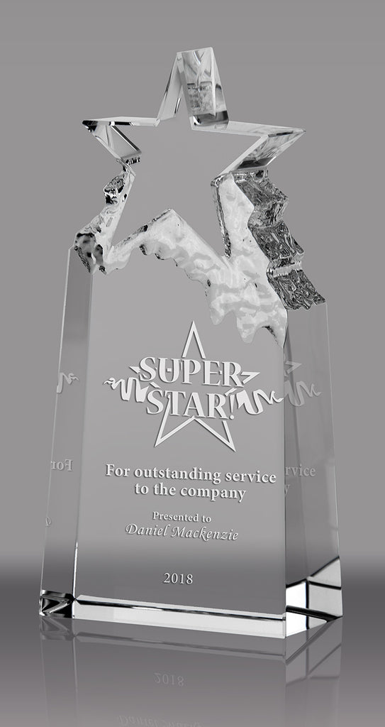 Crystal Star on Mountain Award - 6.5 inch [CRMTN-6-X]