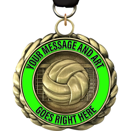 2.5" Custom Volleyball Wraparoundz Insert Medal [MXWZ2-VB]