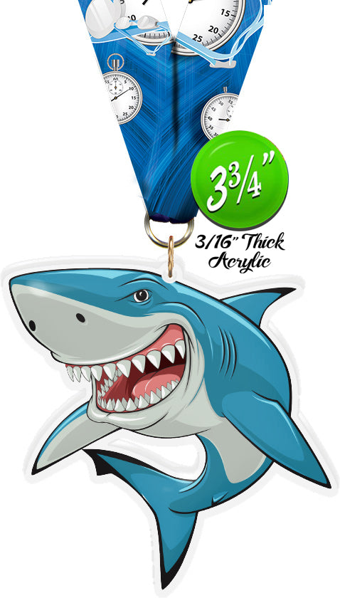 Shark Mascot Colorix-M Acrylic Medal [MACR375-SHRK-Q]