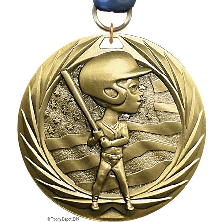 Baseball Male Youth 1.75 inch Blade 3D Diecast Medal [MBD1-BSYM]