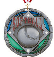 Softball Epoxy Color Medal - Silver [MEC2-SB-S]