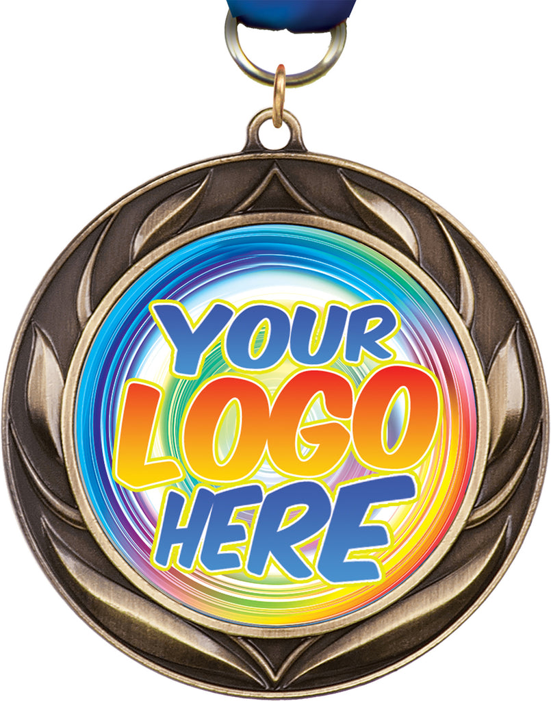 2.75 inch Antique Finish Modern Wreath Custom Insert Medal [MXJ931]