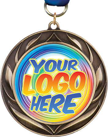 2.75 inch Antique Finish Modern Wreath Custom Insert Medal [MXJ931]