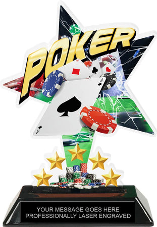 Poker Shattered Star Colorix Acrylic Trophy- 7 inch [TACR7-STR-PKR-Q]