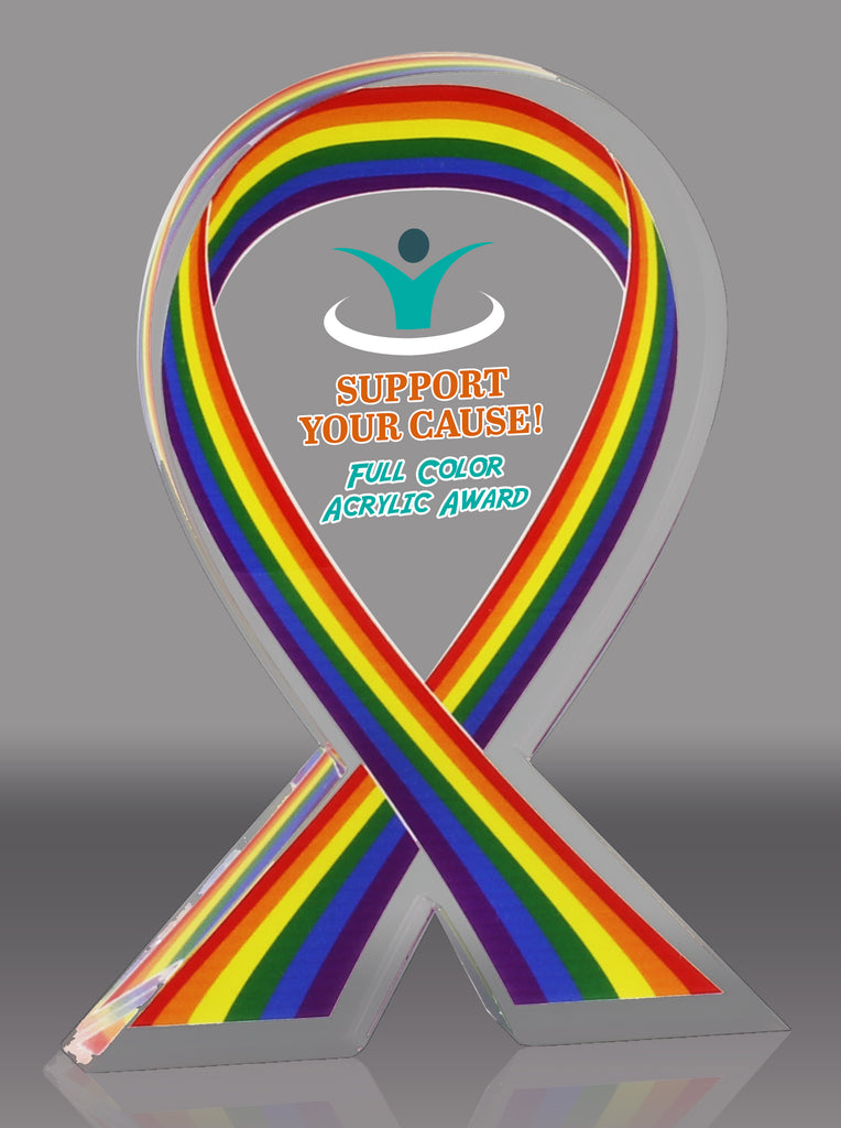 Custom Pride Awareness Ribbon Acrylic Award - 6 inch [ATRIB-PRD-6-FC-Q]