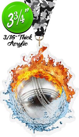 Fire & Water Bocce Colorix-M Acrylic Medal [MACR375-FW-LWNBW-Q]