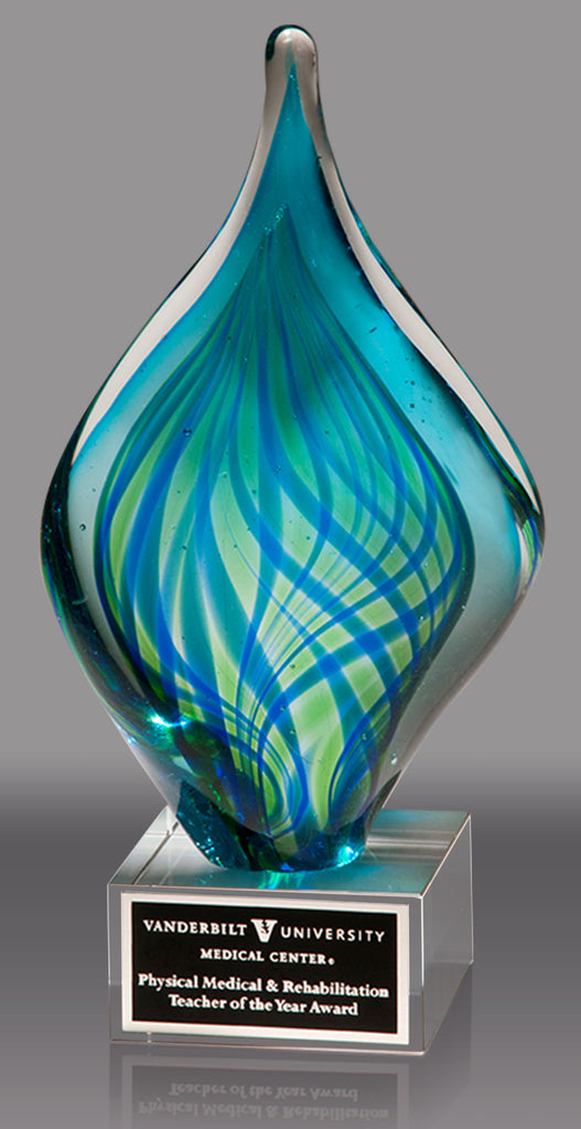 Blue & Green Twist Art Glass Award 8.75" AGT274-8