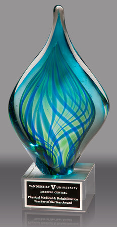 Blue & Green Twist Art Glass Award 8.75" AGT274-8