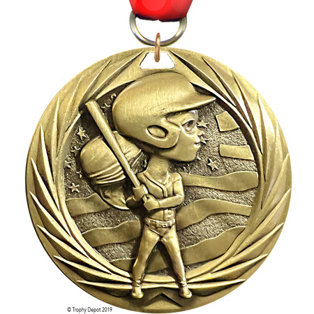 Baseball Female Youth 1.75 inch Blade 3D Diecast Medal [MBD1-BSYF]