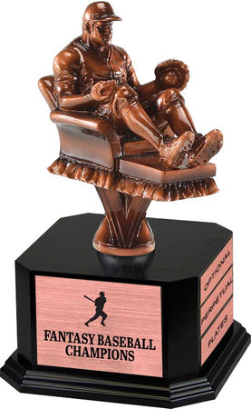 Bronze Finish Armchair Fantasy Baseball Sculpture on Monument Base [MBAF-FBS-9-B]