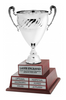 Silver-Plated Italian Metal Perpetual Trophy Cup on Twin Tier Solid Wood Base 22