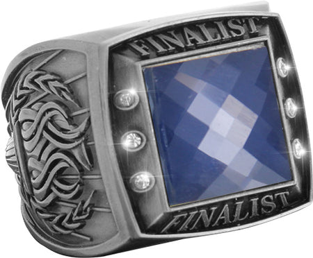 Finalist Championship Ring with Blue Center Stone-Silver [RGSJ-S-FIN-BLU]