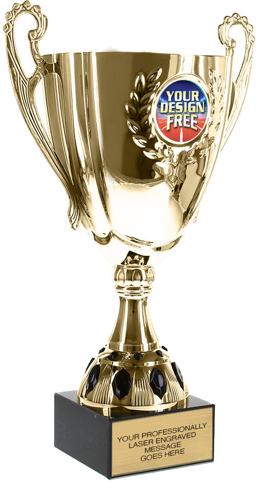 Gold Metal Cup with Custom Insert on a Genuine Marble Base [CXMM-65A-14]