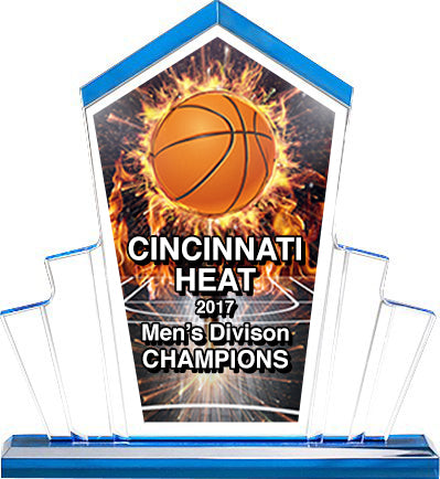 Custom Tower Spotlight with Blue Accents Acrylic Award [AT7001-10-FC]