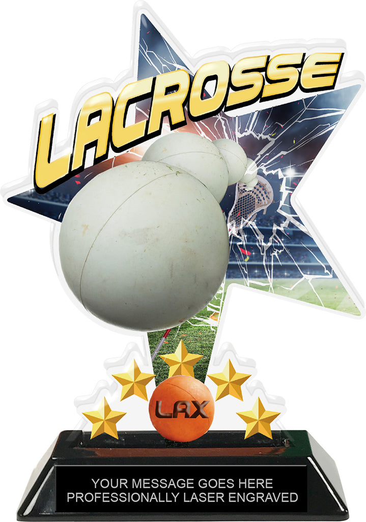 Lacrosse Shattered Star Colorix Acrylic Trophy- 7 inch [TACR7-STR-LC-Q]