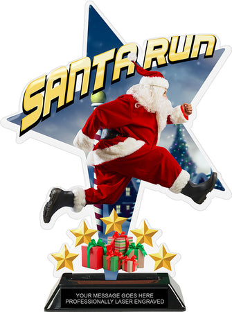 Santa Run Shattered Star Colorix Acrylic Trophy- 10 inch [TACR10-STR-SNTRN-Q]