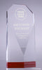 Diamond Faceted Crystal Award with Red Accents - 7.75 inch [CM54-RED-7]