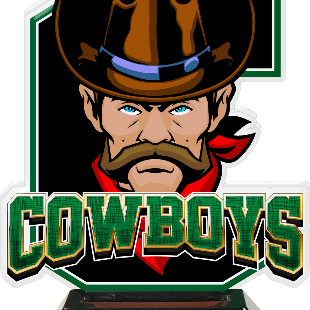 Cowboys Mascot Colorix-T Acrylic Trophies - Green