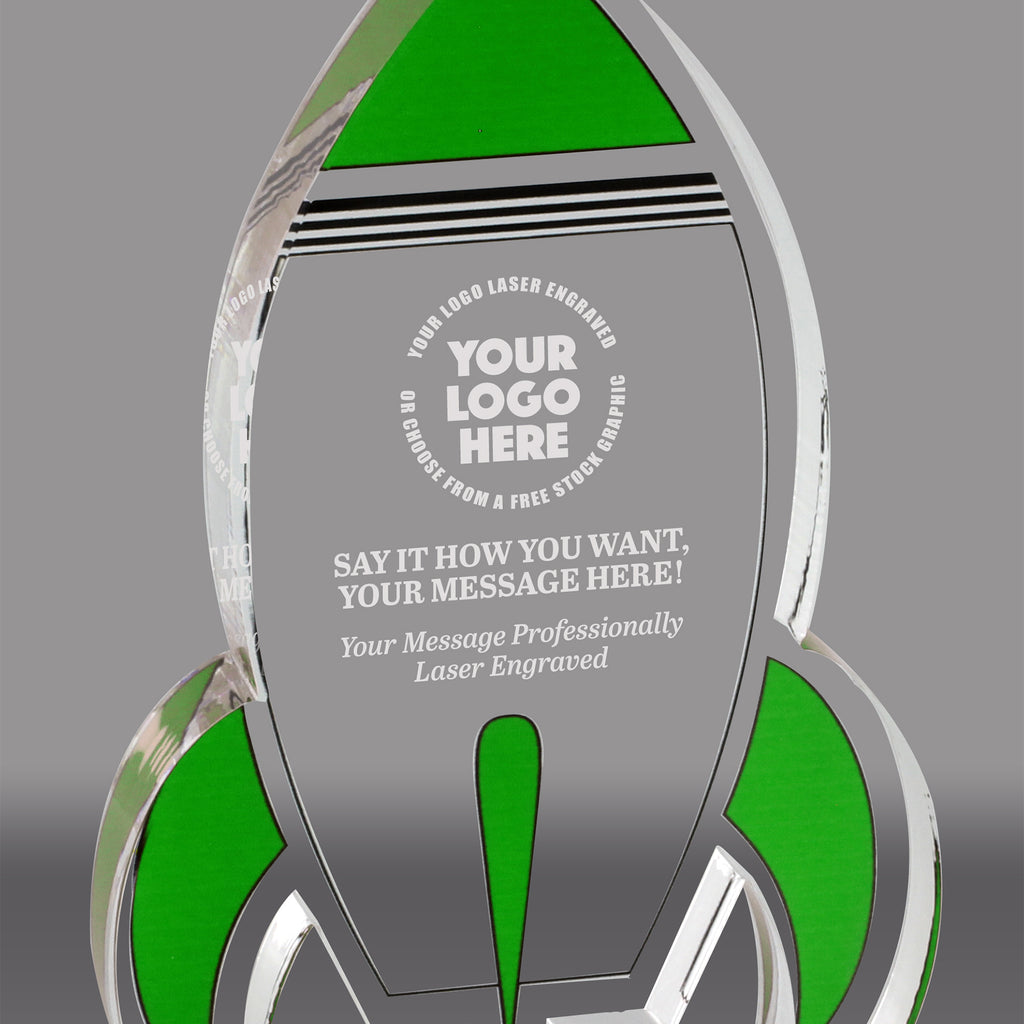 Acrylic Color Rocket Awards - Green