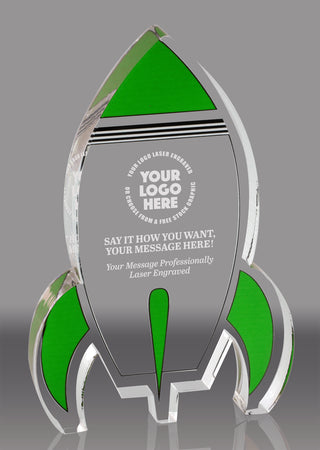 Green Rocket Acrylic Award - 6 inch [ATRKT-GRN-6-Q]