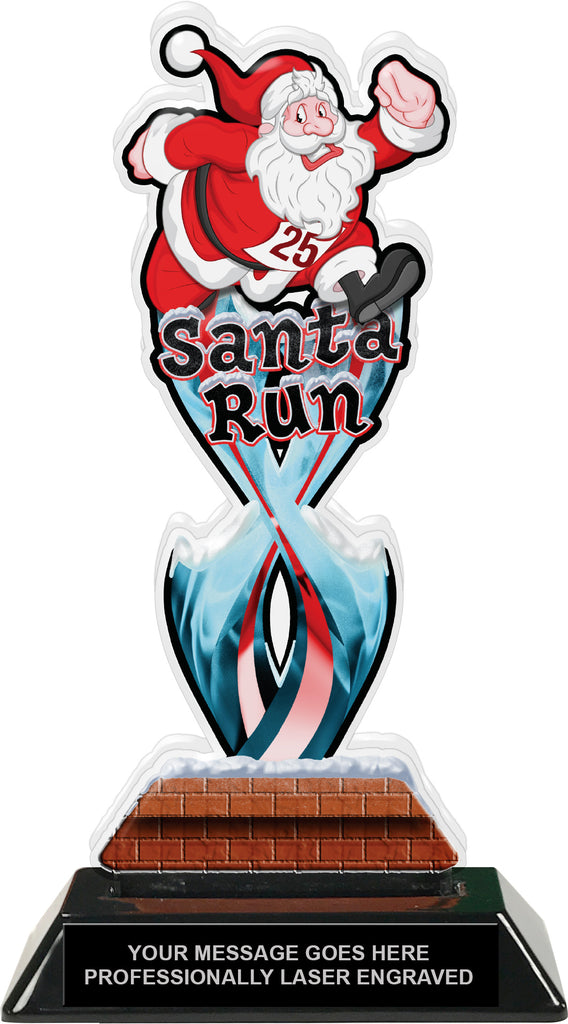 Santa Run Tribal Flames Acrylic Trophy - 8.5 inch [TACR85-TF-SNTRN-Q]