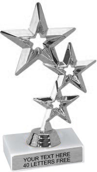 Silver Triple Star figure on Marble Base [TS420-S]