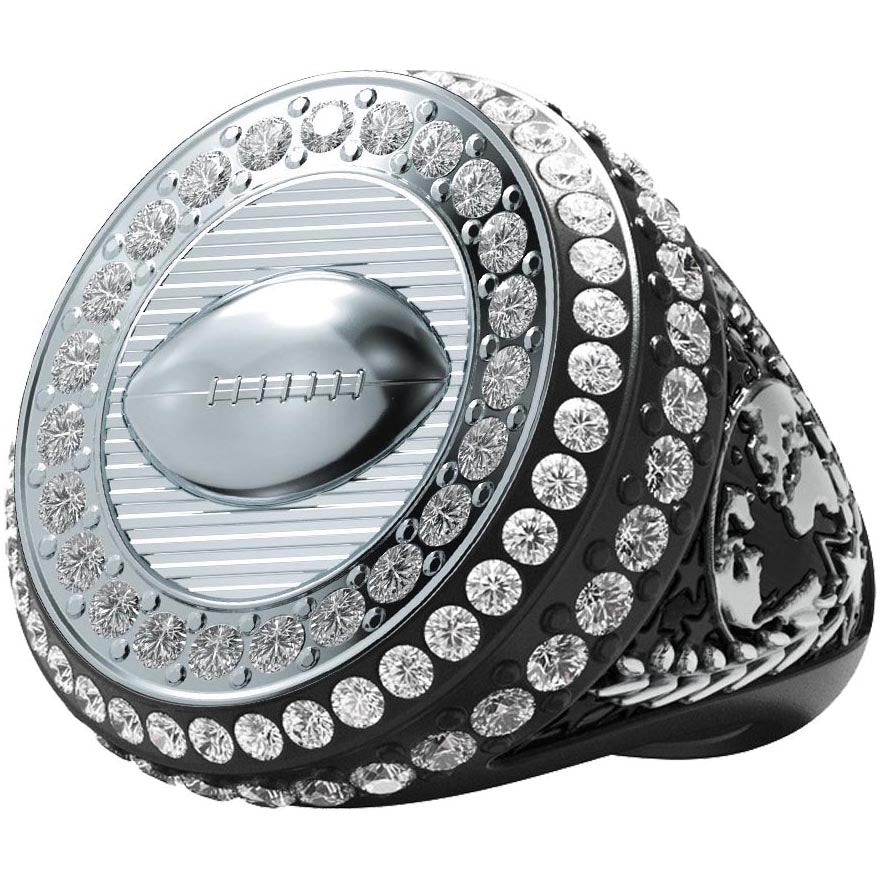 Football World Class Championship Stones Ring - Black Nickel [RSWCG-FB-STN-K]
