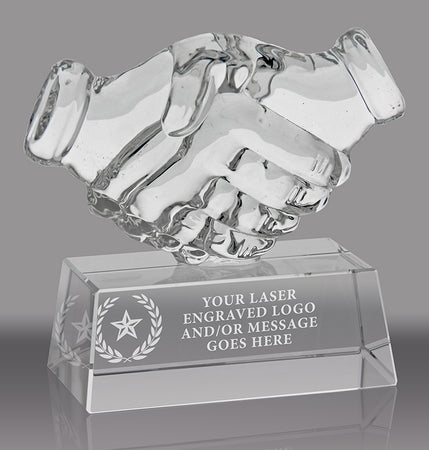 Optical Crystal Handshake Award - 4 inch [CFHSHK-4-X]