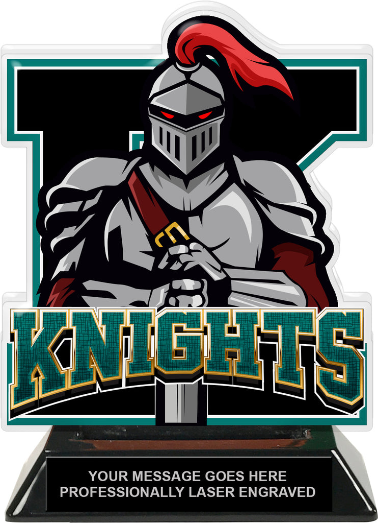 Knights Mascot Colorix-T Acrylic Trophy - 6.25 inch Teal [TACR6-MSCT-KNGT-TEAL-Q]